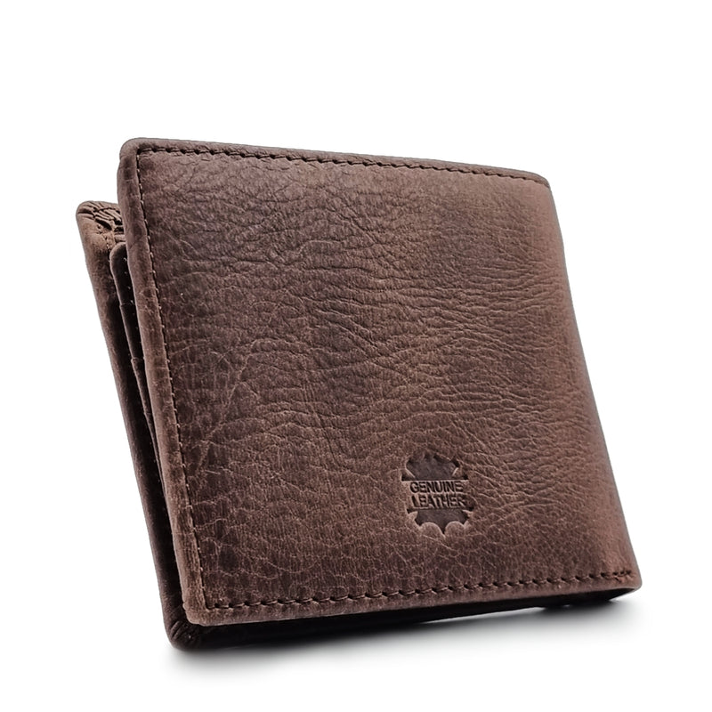 Load image into Gallery viewer, Genuine Leather Side Label Bi-Fold Wallet - Card Slots
