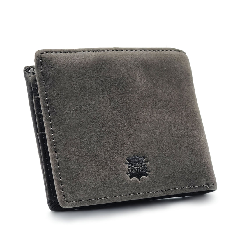 Load image into Gallery viewer, Genuine Leather Side Label Bi-Fold Wallet - Card Slots
