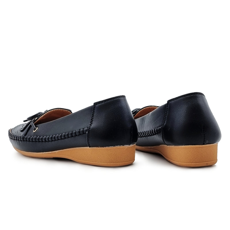 Load image into Gallery viewer, Bow Tie Slip On Loafers Shoes with Leaf Detail

