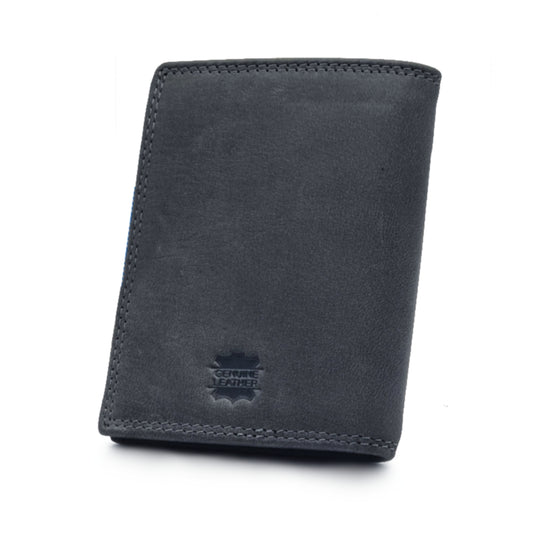 Genuine Leather Black RFID Protected Small BiFold Wallet