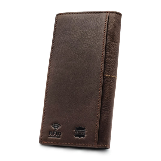 Genuine Leather Centre Line RFID Protected BiFold Long Wallet