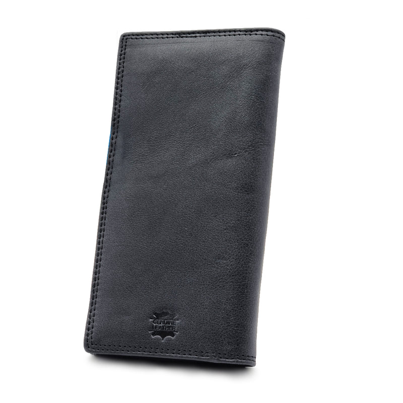 Load image into Gallery viewer, Genuine Leather Black Long BiFold Wallet
