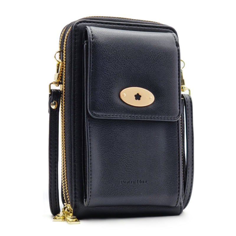 Load image into Gallery viewer, Front Flap Double Zip Vertical Sling Purse Bag
