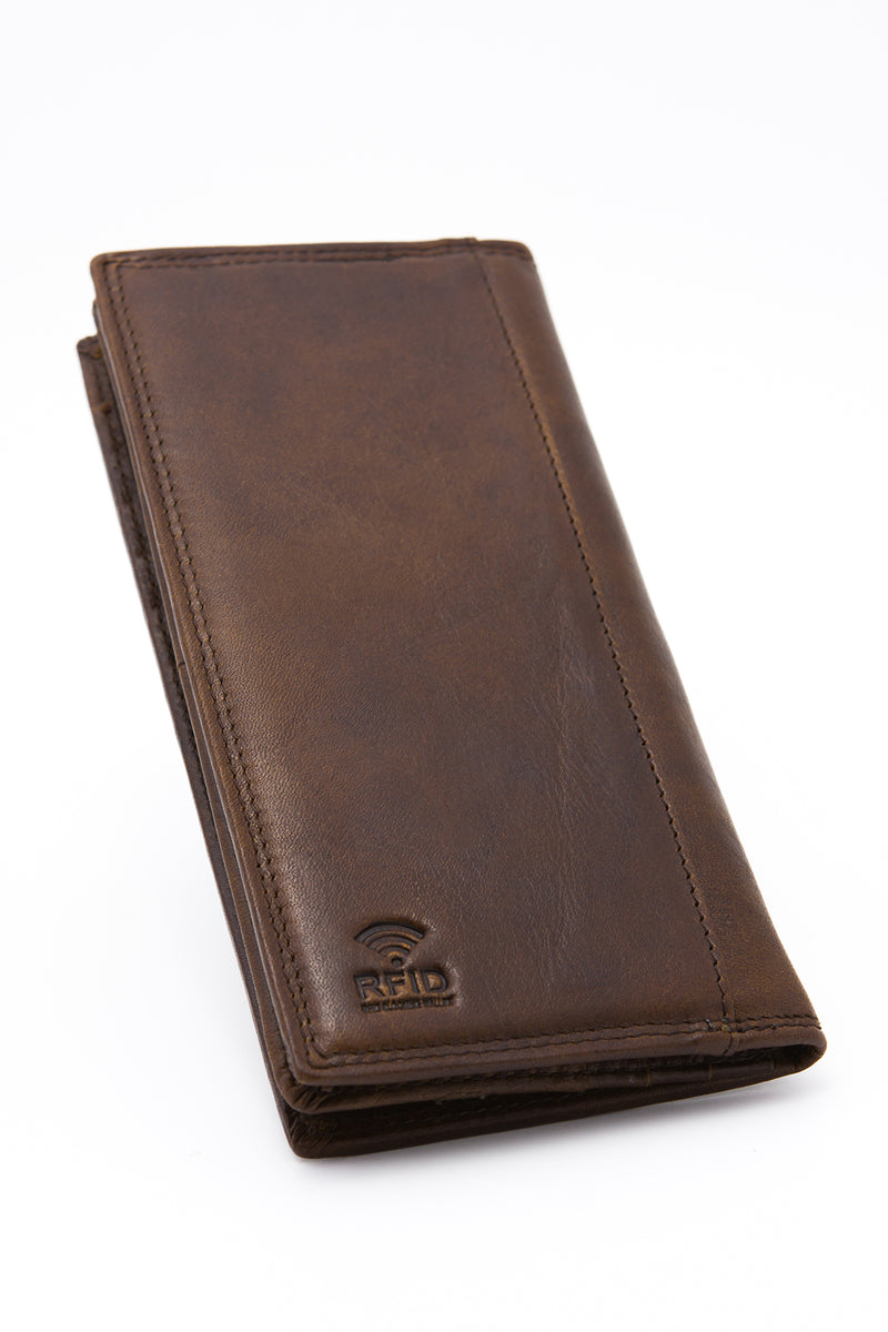 Load image into Gallery viewer, Brown RFID Blocking Genuine Leather Long Bi-Fold Wallet

