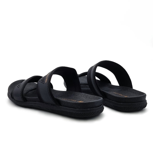 Contrasted Two Band Slide Sandals