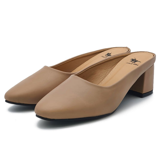 Round Toe Mid-Heeled Mules