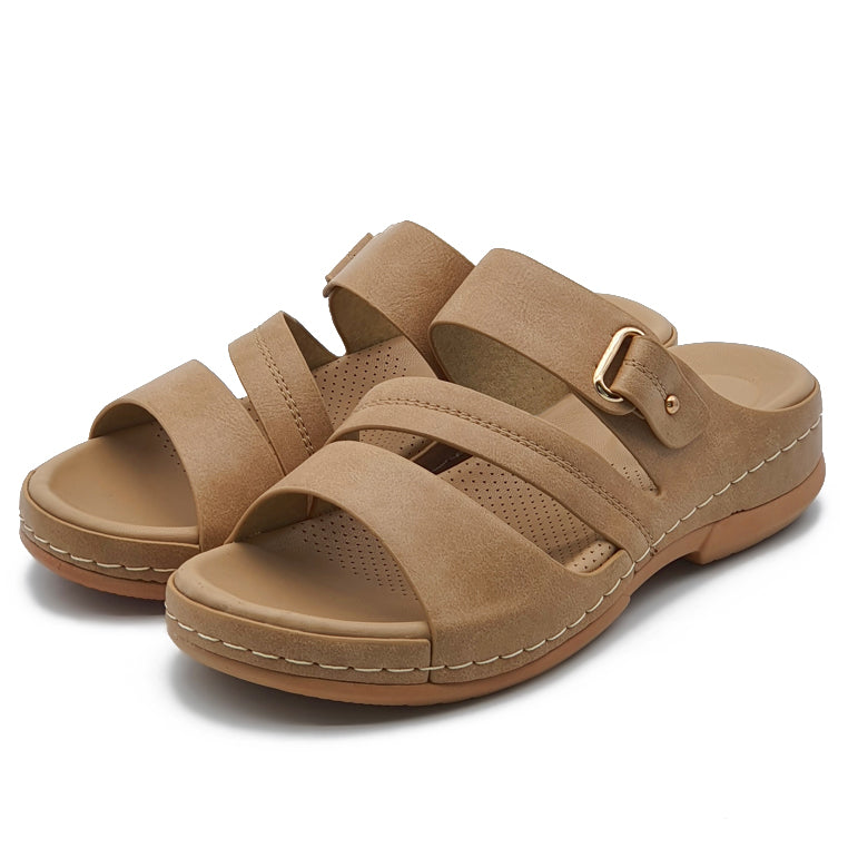 Load image into Gallery viewer, Three Band Slide Wedge Sandals
