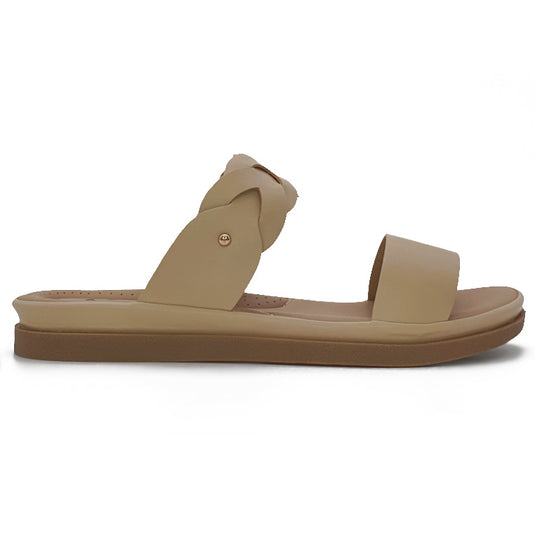 Two Strap Wide Base Slide Sandals