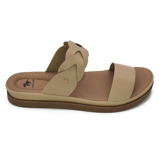 Two Strap Wide Base Slide Sandals