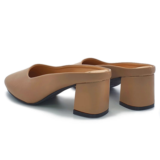 Round Toe Mid-Heeled Mules