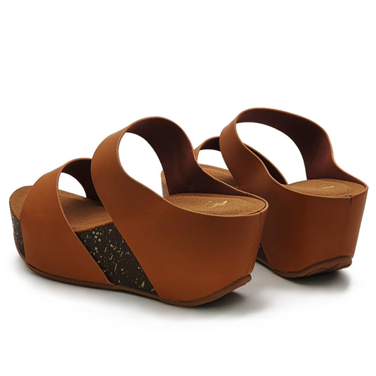 Dual Band Platform Slide On Wedges