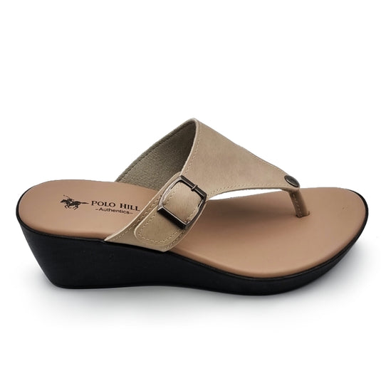 Buckle Toe-Post Wedge Sandals