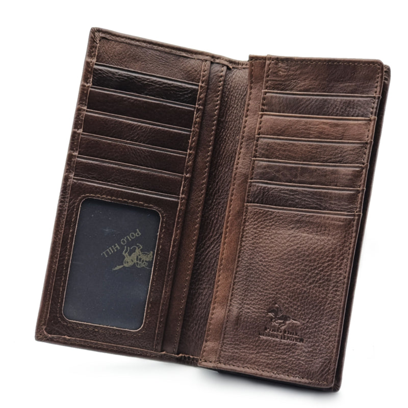 Load image into Gallery viewer, Mens Long Genuine Leather BiFold Wallet
