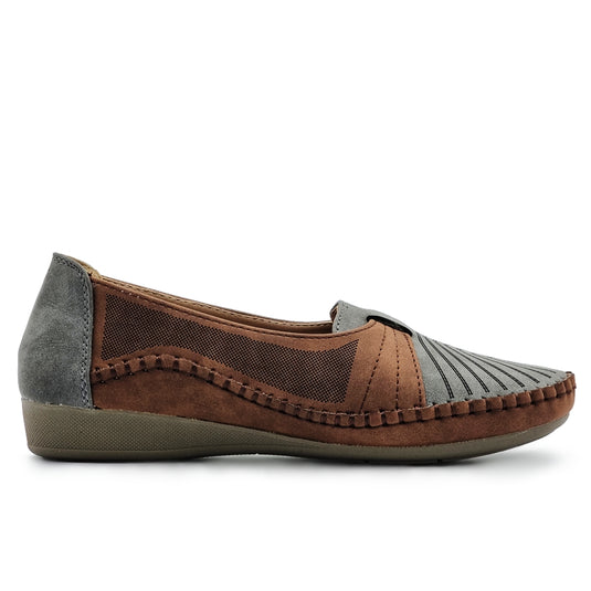 Contrast Vamp Belt Slip On Loafers Shoes