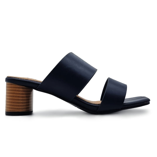Square Open Toe Two Band Slide Heels