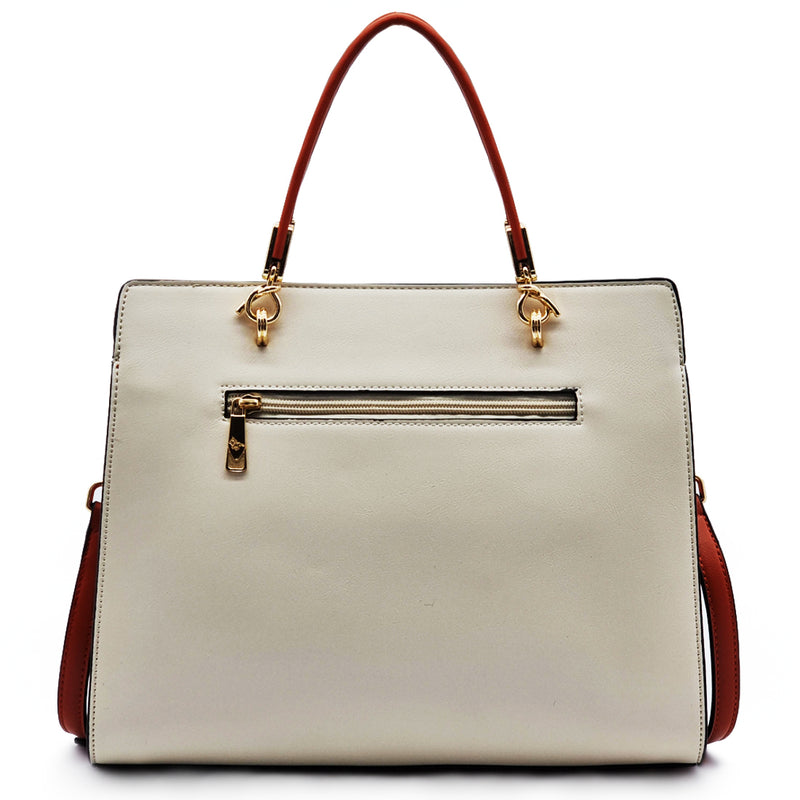 Load image into Gallery viewer, Ivory Two Tone Satchel Handbag
