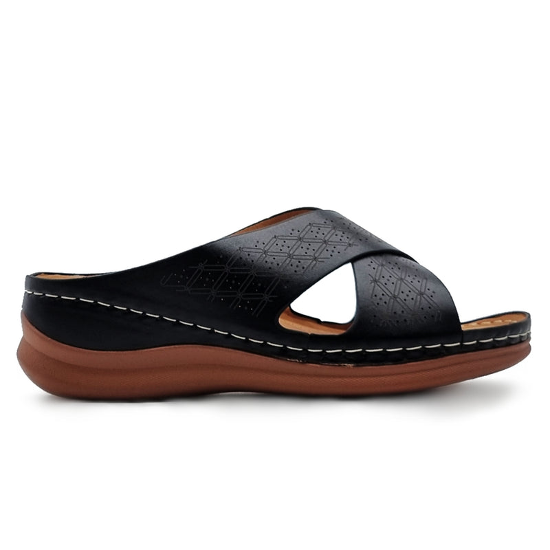 Load image into Gallery viewer, Perforated Cross Band Wedge Sandals
