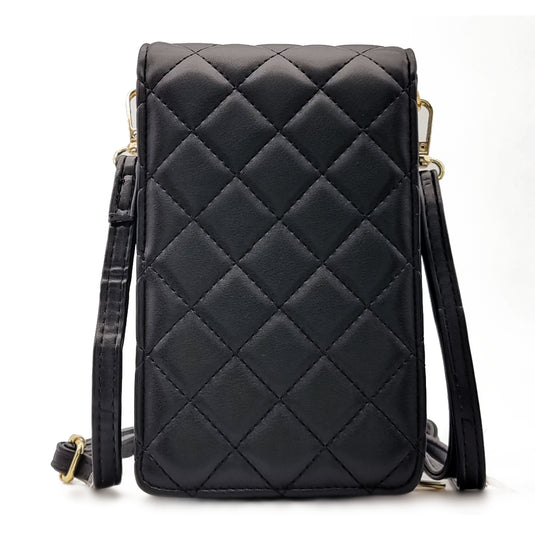 Quilted Vertical Smartphone Sling Bag Multi-purpose Purse