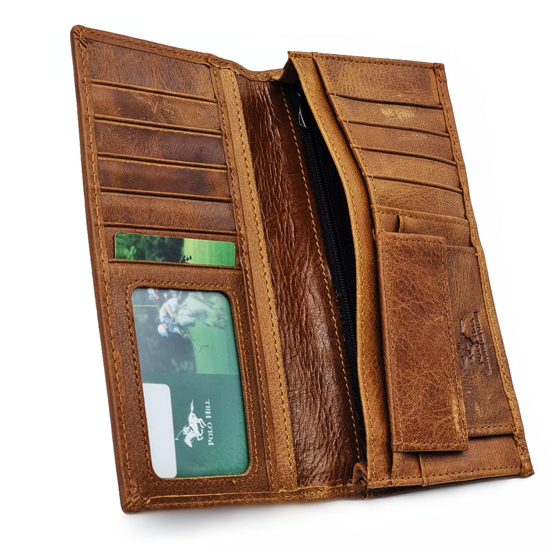 Load image into Gallery viewer, Leather Bi-Fold Long Wallet
