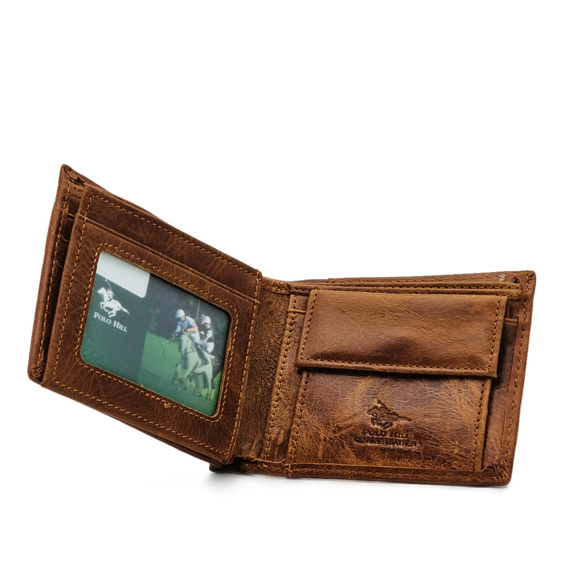 Load image into Gallery viewer, Genuine Leather Short BiFold Wallet - Coin Pouch
