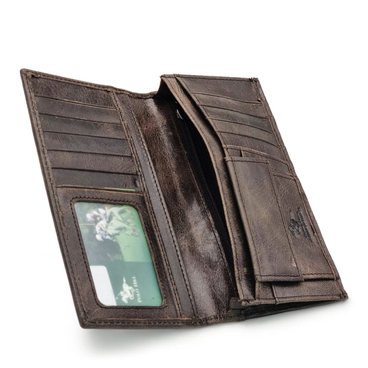 Leather Bi-Fold Long Wallet