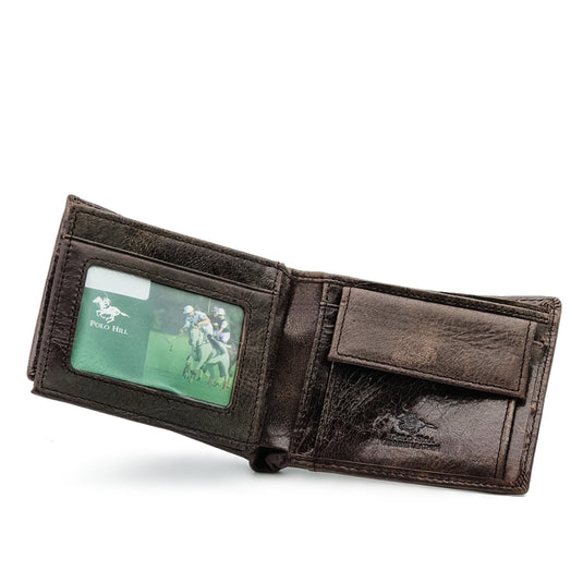 Genuine Leather Short BiFold Wallet - Coin Pouch