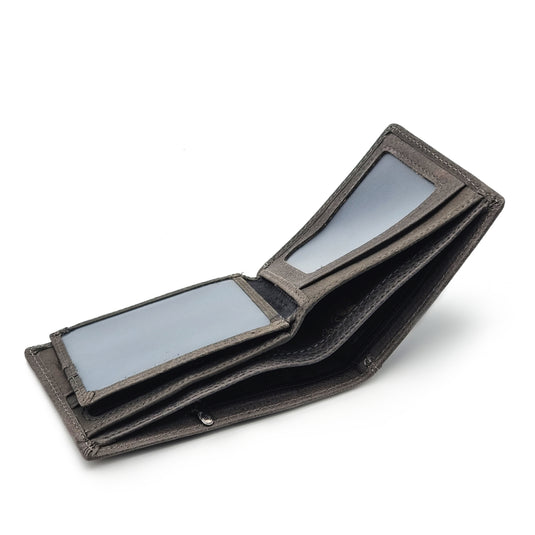 Copy of Genuine Leather Side Label Bi-Fold Wallet - Zip Pocket
