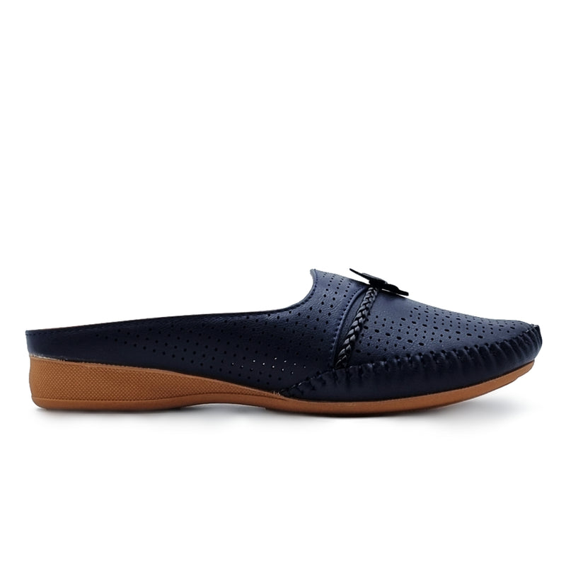 Load image into Gallery viewer, Half Slip On Mules Shoes with Centre Flower Detail
