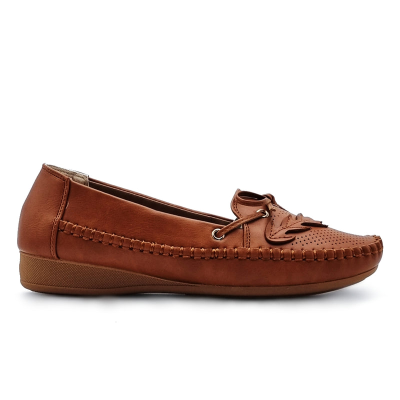 Load image into Gallery viewer, Bow Tie Slip On Loafers Shoes with Leaf Detail
