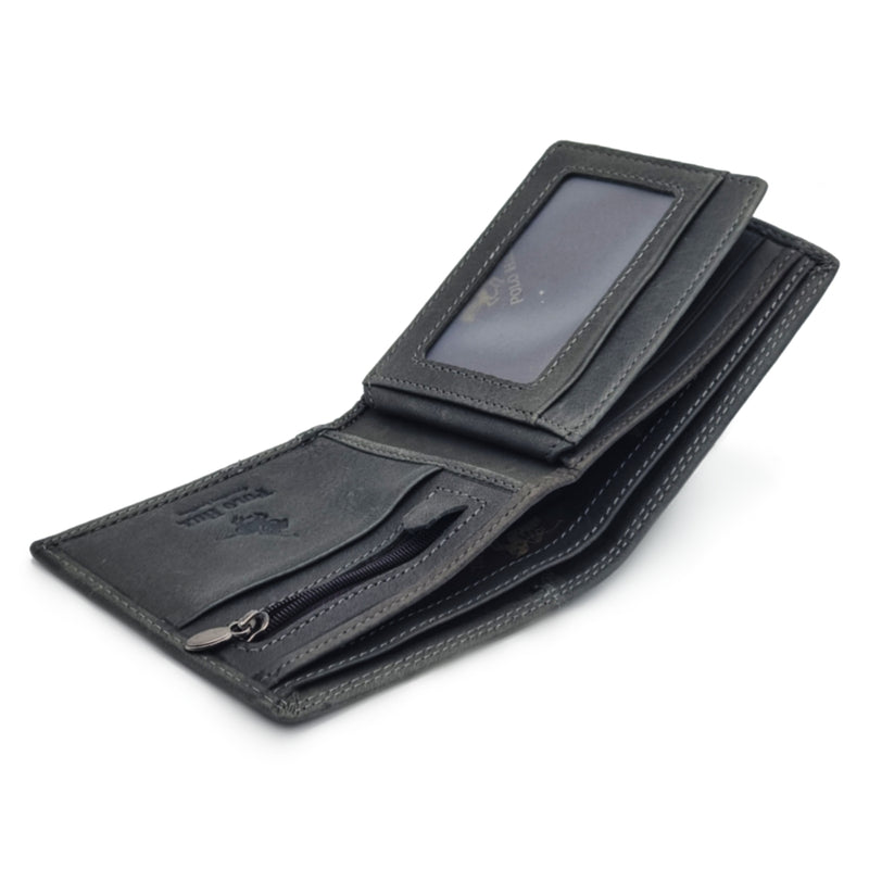 Load image into Gallery viewer, Genuine Leather Black RFID Protected BiFold Wallet
