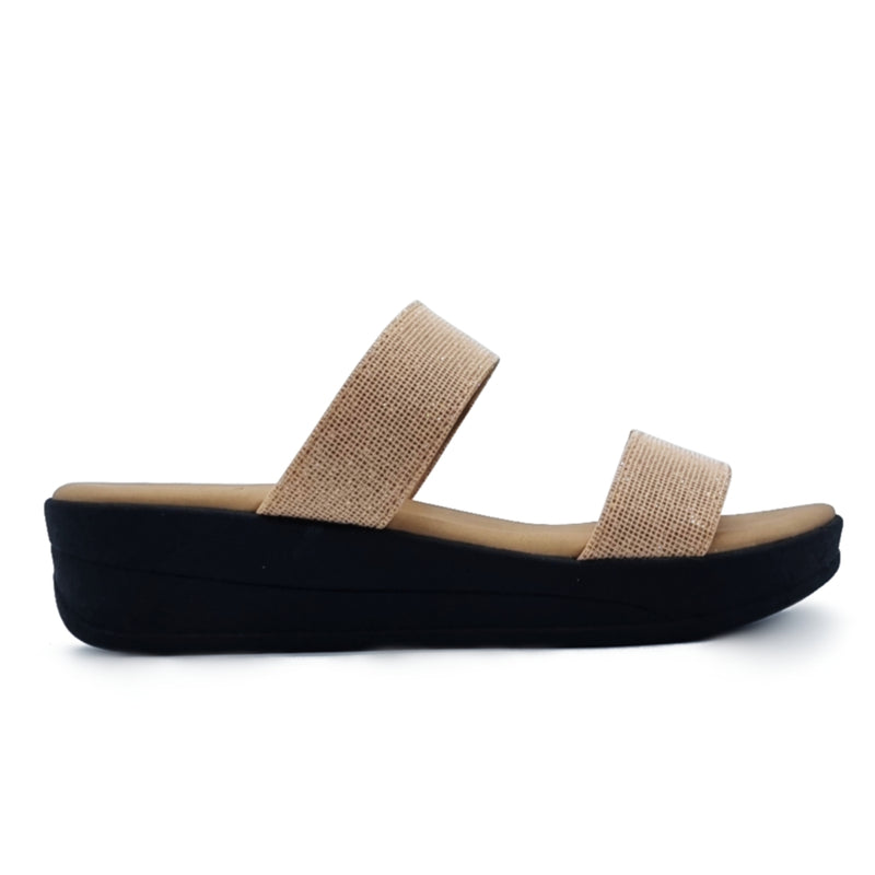 Load image into Gallery viewer, Dual Glitter Band Wedge Sandals

