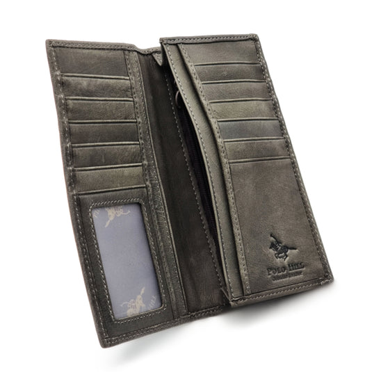 Genuine Leather RFID Protected Khaki BiFold Long Wallet