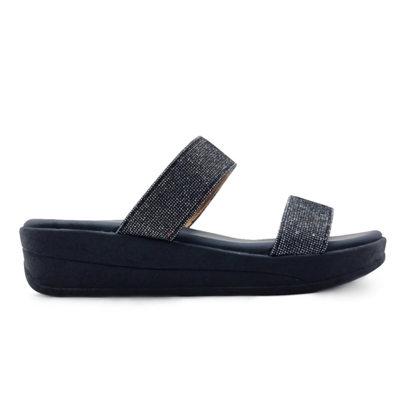 Load image into Gallery viewer, Dual Glitter Band Wedge Sandals
