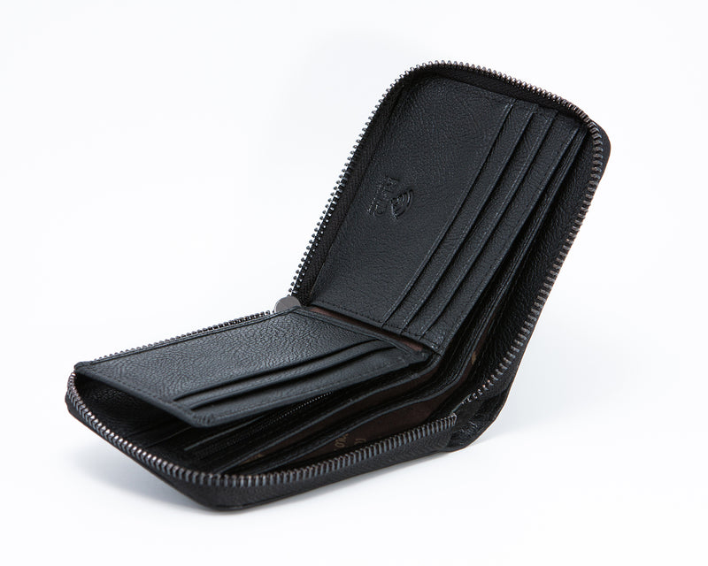 Load image into Gallery viewer, Genuine Leather Bi-Fold Ziparound Wallet
