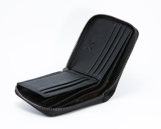 Genuine Leather Bi-Fold Ziparound Wallet