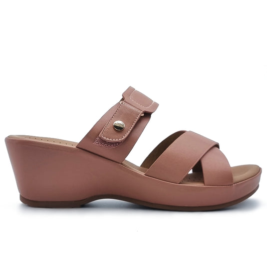 Cross Vamp Slide Wedge Sandals