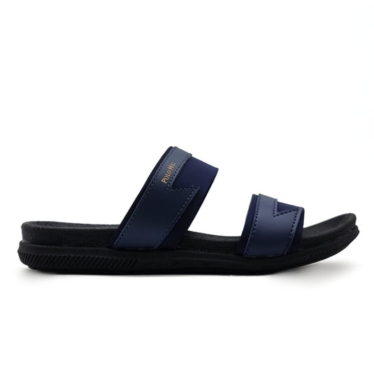 Contrasted Two Band Slide Sandals