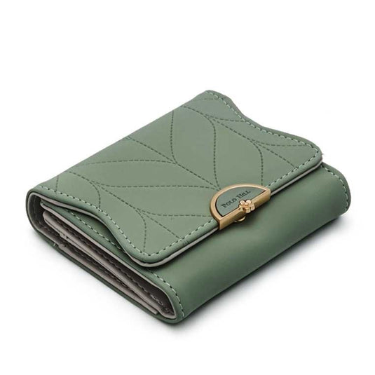 Leaf Inspired Stitching Tri-Fold Wallet