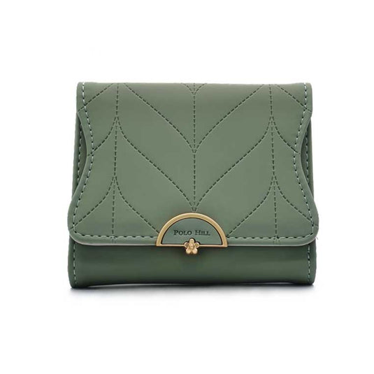 Leaf Inspired Stitching Tri-Fold Wallet