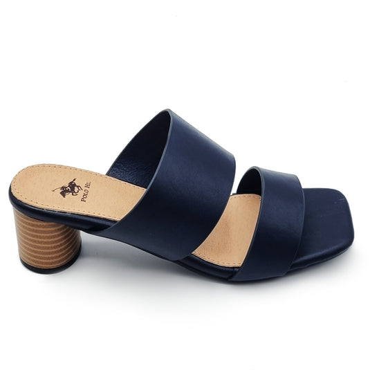Square Open Toe Two Band Slide Heels