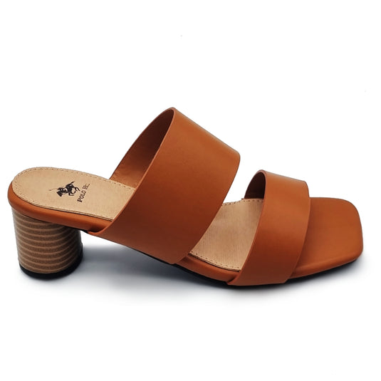Square Open Toe Two Band Slide Heels