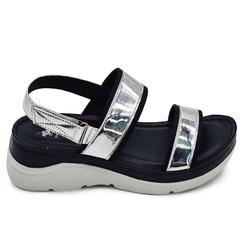 Load image into Gallery viewer, Hook &amp; Loop Glossy Strap Sandals

