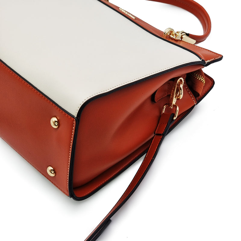 Load image into Gallery viewer, Ivory Two Tone Satchel Handbag
