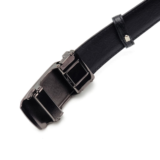 Automatic Buckle Genuine Leather Belt with Mirroring Effects