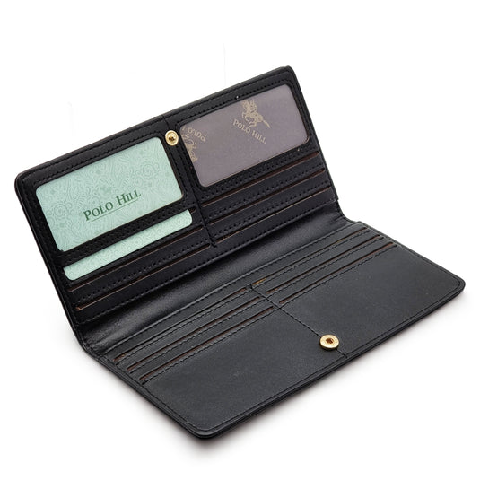 Genuine Leather Slim Long BiFold Wallet