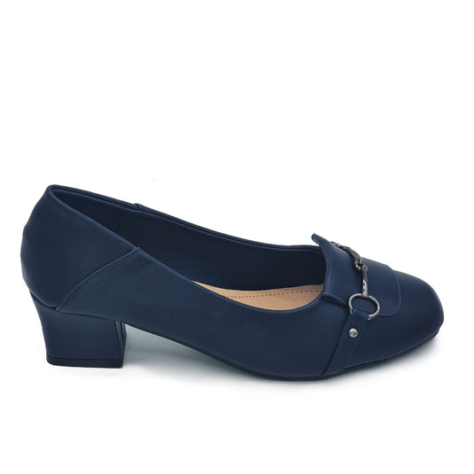 Horsebit Decor Round Toe Heels