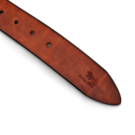 Genuine Textured Leather Full Hole Buckle Pin Belt
