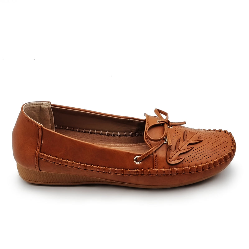 Load image into Gallery viewer, Bow Tie Slip On Loafers Shoes with Leaf Detail
