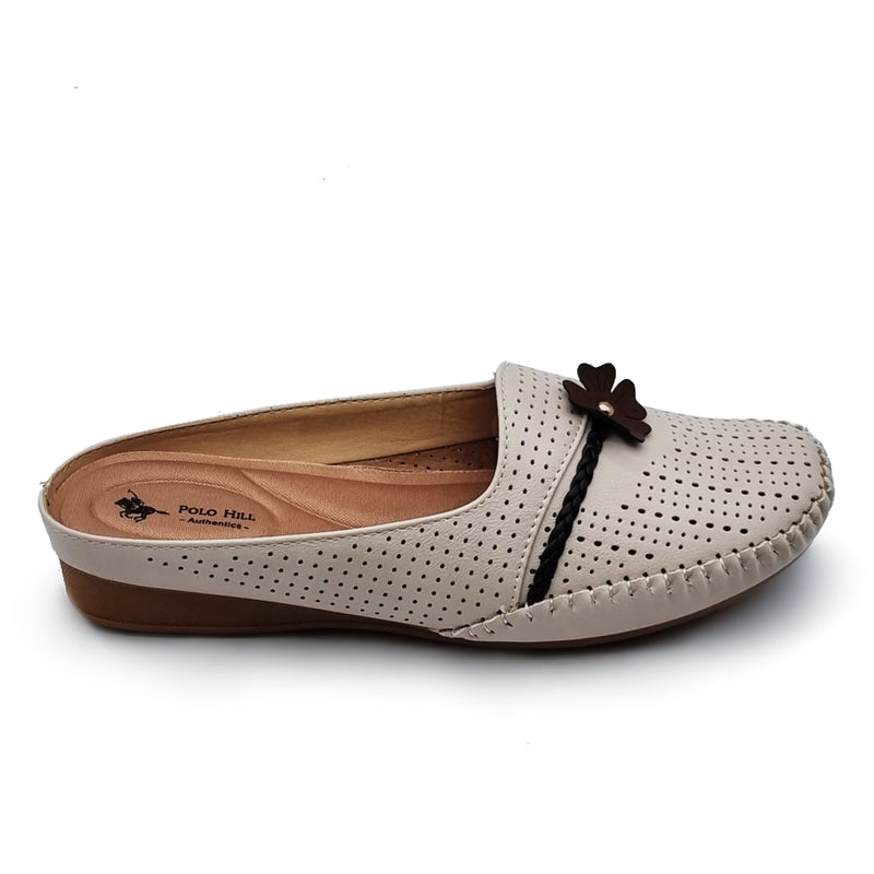 Load image into Gallery viewer, Half Slip On Mules Shoes with Centre Flower Detail
