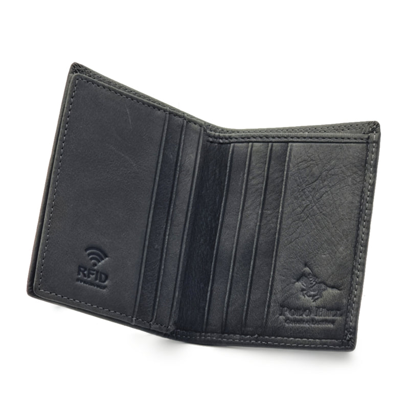 Load image into Gallery viewer, Genuine Leather Black RFID Protected Small BiFold Wallet
